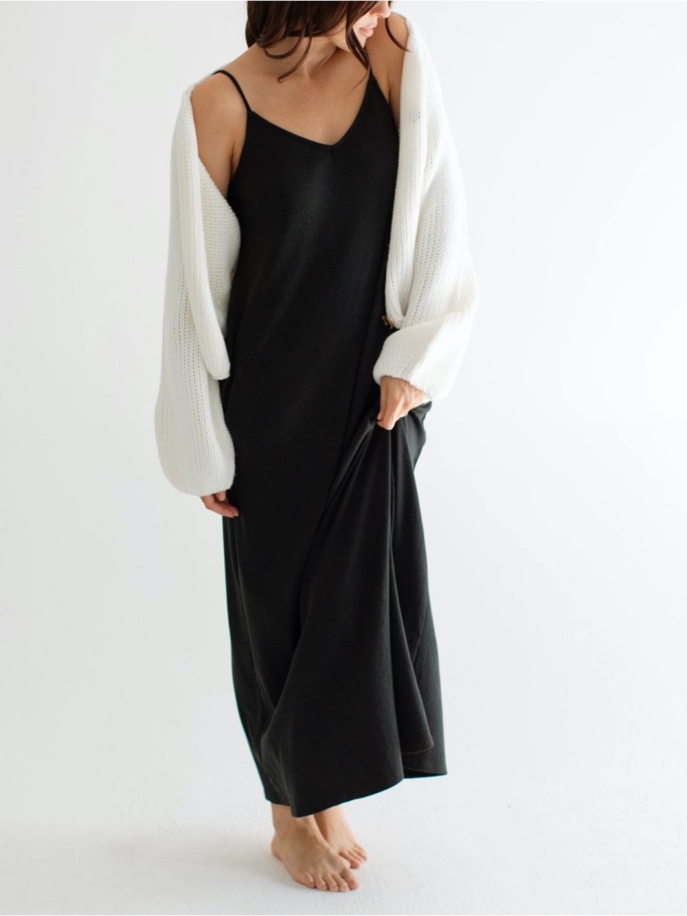 NEW CARLY JEAN LOS ANGELES CJLA Favorite Ribbed Spaghetti Dress Black XXXL - Picture 7 of 8